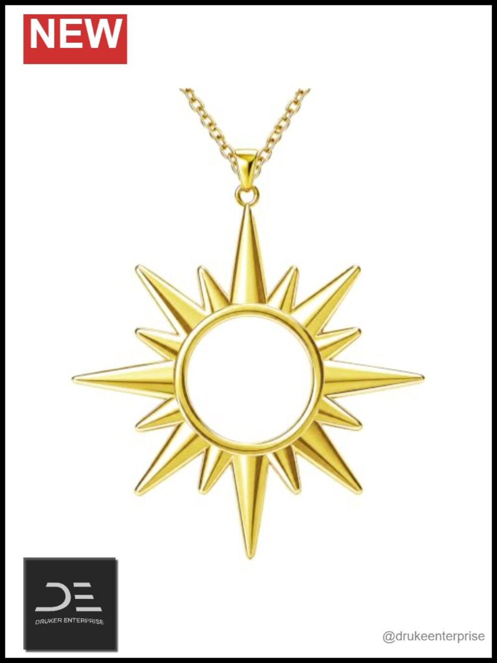 18K Gold Plated Sun Pendant Necklace Dainty Women's Minimalist Jewelry Gift